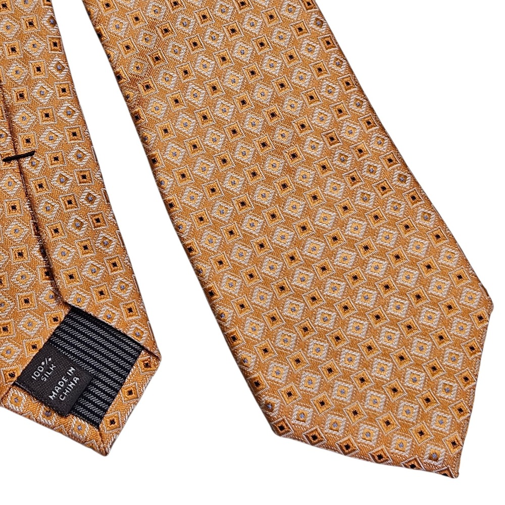Nordstrom NWT Silk Necktie Geometric Pattern Business Casual Career Peach
